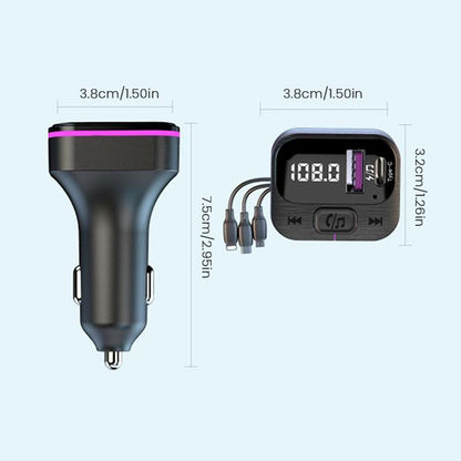 5 in 1 Car Charger with 3 Expansion Cables and Wireless Music Adapter for High-Quality Charging Experience Type C Charger