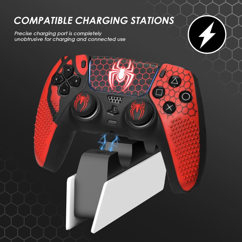 【Back to School】Jorrep Anti-Slip PS5 Controller Skin, Non-Slip Silicone Cover Case with Thumb Grip Gaps, Touch Pad Sticker & Cover Wrap Stickers Ps5 Controller Protector Wireless