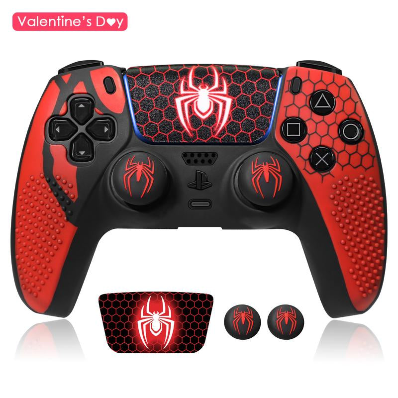 【Back to School】Jorrep Anti-Slip PS5 Controller Skin, Non-Slip Silicone Cover Case with Thumb Grip Gaps, Touch Pad Sticker & Cover Wrap Stickers Ps5 Controller Protector Wireless