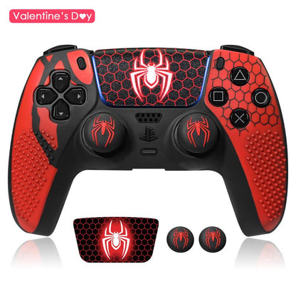 【Back to School】Jorrep Anti-Slip PS5 Controller Skin, Non-Slip Silicone Cover Case with Thumb Grip Gaps, Touch Pad Sticker & Cover Wrap Stickers Ps5 Controller Protector Wireless