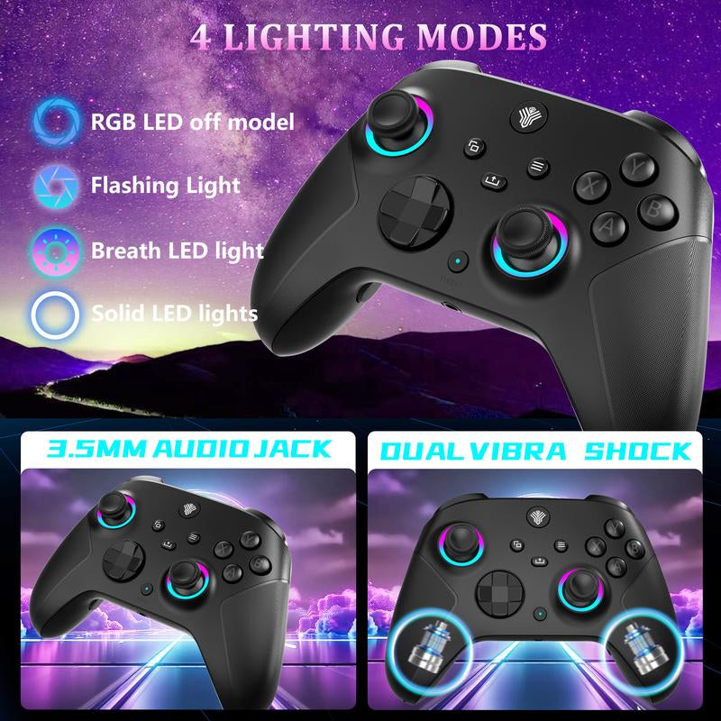 YUYIU Wireless Controller for Xbox Series X/S, Xbox One, Windows PC with 3.5Mm Audio Jack, 1000Mah Battery, Dual Vibration, Turbo, Programmable Joystick, RGB Lighting, Type-C Charging Cable, Obsidian Gaming Console