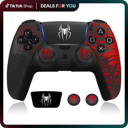 【Back to School】Jorrep Anti-Slip PS5 Controller Skin, Non-Slip Silicone Cover Case with Thumb Grip Gaps, Touch Pad Sticker & Cover Wrap Stickers Ps5 Controller Protector Wireless