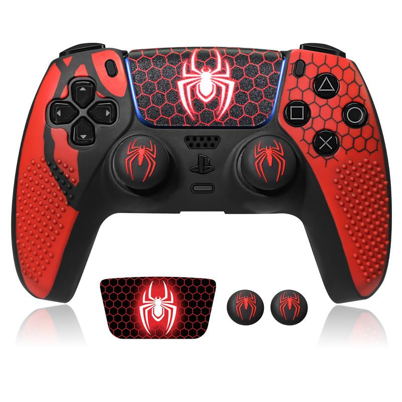 【Back to School】Jorrep Anti-Slip PS5 Controller Skin, Non-Slip Silicone Cover Case with Thumb Grip Gaps, Touch Pad Sticker & Cover Wrap Stickers Ps5 Controller Protector Wireless