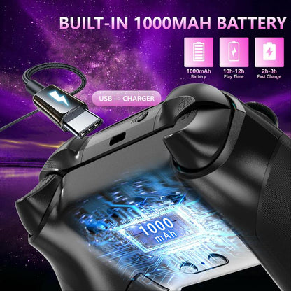 YUYIU Wireless Controller for Xbox Series X/S, Xbox One, Windows PC with 3.5Mm Audio Jack, 1000Mah Battery, Dual Vibration, Turbo, Programmable Joystick, RGB Lighting, Type-C Charging Cable, Obsidian Gaming Console