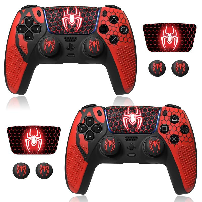 【Back to School】Jorrep Anti-Slip PS5 Controller Skin, Non-Slip Silicone Cover Case with Thumb Grip Gaps, Touch Pad Sticker & Cover Wrap Stickers Ps5 Controller Protector Wireless