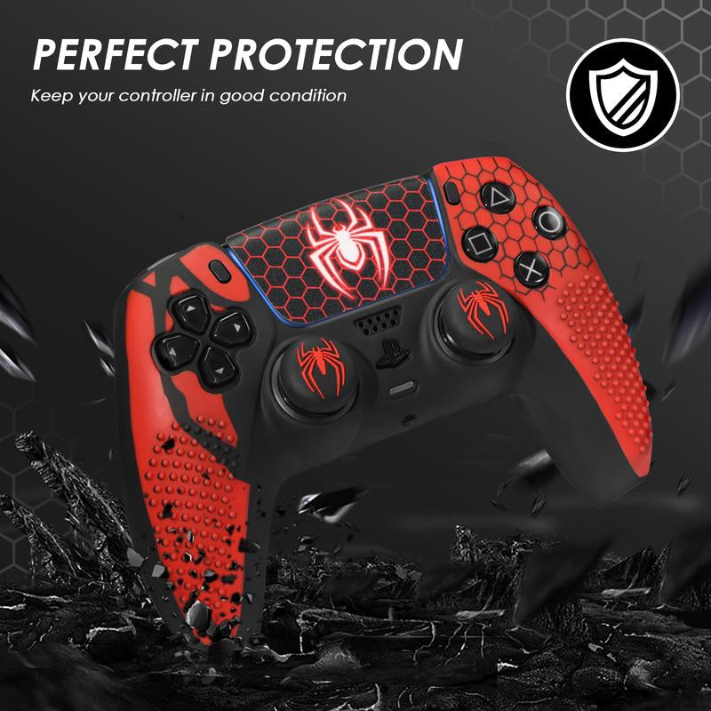 【Back to School】Jorrep Anti-Slip PS5 Controller Skin, Non-Slip Silicone Cover Case with Thumb Grip Gaps, Touch Pad Sticker & Cover Wrap Stickers Ps5 Controller Protector Wireless