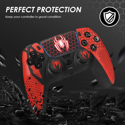 【Back to School】Jorrep Anti-Slip PS5 Controller Skin, Non-Slip Silicone Cover Case with Thumb Grip Gaps, Touch Pad Sticker & Cover Wrap Stickers Ps5 Controller Protector Wireless